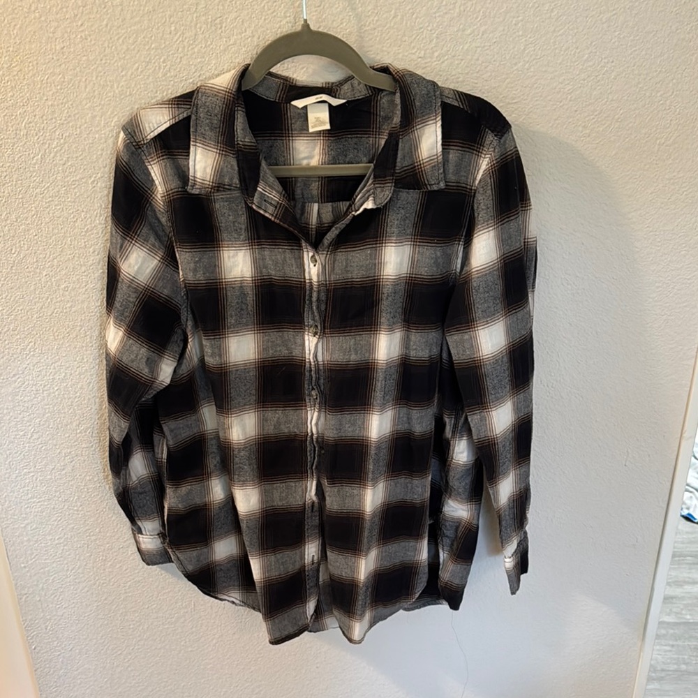 H&M Plaid Shirt in Black and White